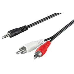 Goobay 3.5 mm - 2 x RCA, 1.5 m câble audio 1,5 m 3,5mm Noir, Rouge, Blanc