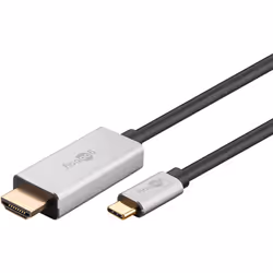 Goobay 60174 câble vidéo et adaptateur 2 m USB Type-C HDMI Type A (Standard) Noir, Argent