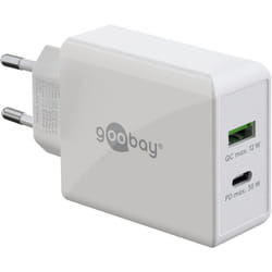 Goobay 61674 chargeur d'appareils mobiles Écouteurs, Téléphone portable, Smartphone Blanc Secteur Charge rapide Intérieure