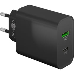 Goobay 61755 chargeur d'appareils mobiles Caméra Numérique, Écouteurs, Téléphone portable, Smartwatch, Tablette Noir Secteur Charge rapide Intérieure