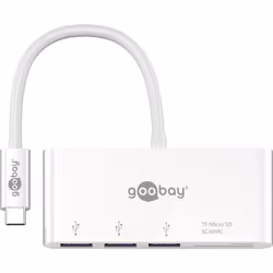 Goobay 62097, Avec fil, USB 3.2 Gen 1 (3.1 Gen 1) Type-C, Blanc, MicroSD (TransFlash), CE, WEEE, 95 mm