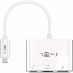 Goobay 62104, USB Type-C, 60 W, Blanc, 4K Ultra HD, 60 Hz, HDMI, USB 3.2 Gen 1 (3.1 Gen 1) Type-A, USB Type-C