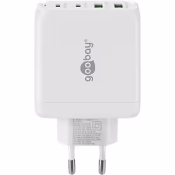 Goobay 64818 chargeur d'appareils mobiles Écouteurs, Ordinateur portable, Smartphone Blanc Secteur Charge rapide Intérieure
