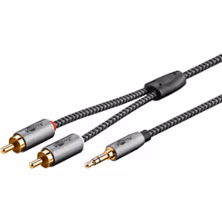 Goobay 65288, 3,5mm, Mâle, 2 x RCA, Mâle, 2 m, Gris