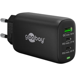Goobay 65407 chargeur d'appareils mobiles Écouteurs, Ordinateur portable, Smartphone, Tablette Noir Secteur Charge rapide Intérieure