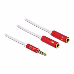 DeLOCK 66519, 3,5mm, Mâle, 2 x 3.5mm, Femelle, 0,2 m, Rouge, Blanc