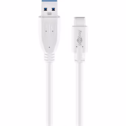 Goobay 67188, 1 m, USB C, USB A, USB 3.2 Gen 1 (3.1 Gen 1), 5000 Mbit/s, Blanc