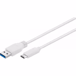 Goobay 67189, 0,2 m, USB A, USB C, USB 3.2 Gen 1 (3.1 Gen 1), Mâle/Mâle, Blanc