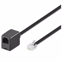 Goobay TEL 6P6C/RJ12, 10m, 10 m, RJ12 M, RJ12 FM, Noir, Mâle, Femelle