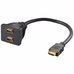 Goobay 68784, 0,1 m, HDMI Type A (Standard), 2 x HDMI Type A (Standard), Noir
