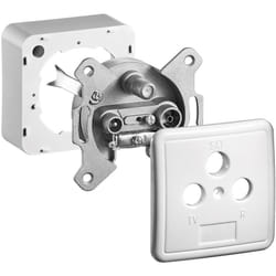 Goobay 68852 prise de courant TV + SAT Argent, Blanc