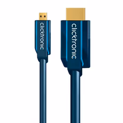 ClickTronic 2m Micro-HDMI Adapter, 2 m, HDMI Type D (Micro), HDMI Type A (Standard), 10,2 Gbit/s, Bleu