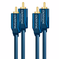 ClickTronic 1m Stereo Audio, Mâle, 2 x RCA, Mâle, 1 m, Bleu