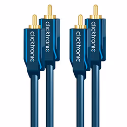 ClickTronic 10m Stereo Audio, 2 x RCA, Mâle, 2 x RCA, Mâle, 10 m, Bleu, Or