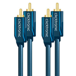 ClickTronic 10m Stereo Audio câble audio 2 x RCA Bleu, Or