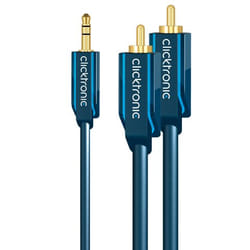 ClickTronic 3m MP3 Adapter câble audio 3,5mm 2 x RCA Bleu
