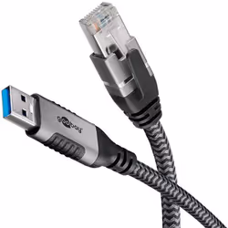 Goobay 70499, USB A, RJ-45, 3 m, Noir, Argent