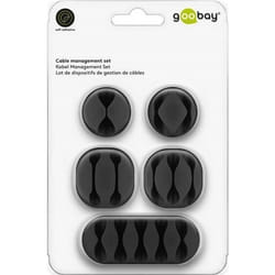 Goobay 70683 range-câbles Sur bureau/mural Pince de câble Noir 5 pièce(s)