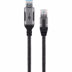 Goobay 70692 changeur de genre de câble USB A RJ-45 Noir, Argent