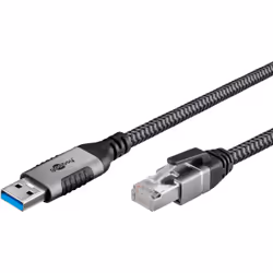 Goobay 70692 changeur de genre de câble USB A RJ-45 Noir, Argent
