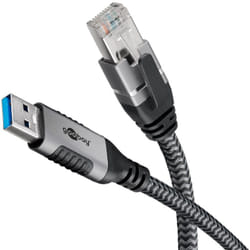 Goobay 70694 changeur de genre de câble USB A RJ-45 Noir, Argent