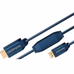ClickTronic 1m DisplayPort/HDMI m/m, 1 m, DisplayPort, HDMI, Or, 10,2 Gbit/s, Bleu