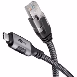 Goobay 70752, USB C, RJ-45, 5 m, Noir, Argent