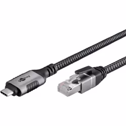 Goobay 70754 changeur de genre de câble USB C RJ-45 Noir, Argent