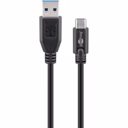 Goobay 71221, 2 m, USB A, USB C, USB 3.2 Gen 1 (3.1 Gen 1), Mâle/Mâle, Noir