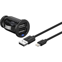 Goobay 71691 chargeur d'appareils mobiles Smartphone, Tablette Noir Allume-cigare Charge rapide Intérieure