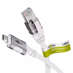 Goobay 74176, 2 m, Cat6, F/UTP (FTP), USB C, RJ-45, Blanc