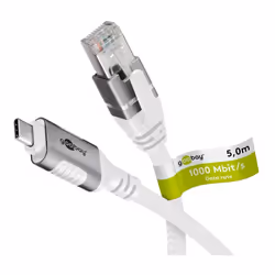 Goobay 74178, 5 m, Cat6, F/UTP (FTP), USB C, RJ-45, Blanc