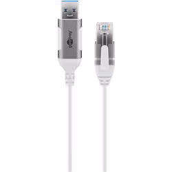 Goobay 74377, USB 3.0 type A, RJ45, 1 m, Blanc