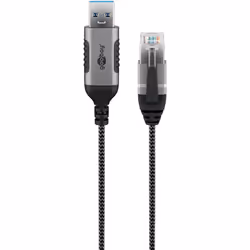 Goobay 74399, USB 3.0 type A, RJ45, 10 m, Noir, Argent