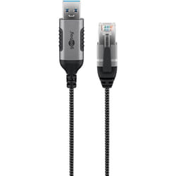 Goobay 74399 changeur de genre de câble USB 3.0 type A RJ45 Noir, Argent
