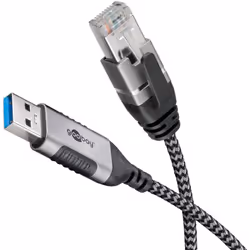 Goobay 74399 changeur de genre de câble USB 3.0 type A RJ45 Noir, Argent