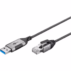 Goobay 74399 changeur de genre de câble USB 3.0 type A RJ45 Noir, Argent