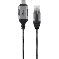 Goobay 74403 changeur de genre de câble USB 3.1 type A RJ45 Noir, Argent