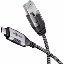 Goobay 74403 changeur de genre de câble USB 3.1 type A RJ45 Noir, Argent
