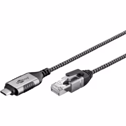 Goobay 74403 changeur de genre de câble USB 3.1 type A RJ45 Noir, Argent