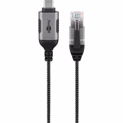 Goobay 74405, USB 3.1 type A, RJ45, 5 m, Noir, Argent