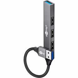 Goobay 74456, USB 2.0 Type-A, USB 2.0 Type-A, USB 3.2 Gen 1 (3.1 Gen 1) Type-A, 5000 Mbit/s, Gris clair, 0,1 m, Boîte avec cr ...