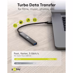Goobay 74456 hub & concentrateur USB 2.0 Type-A 5000 Mbit/s Gris clair - Vue supplémentaire 5
