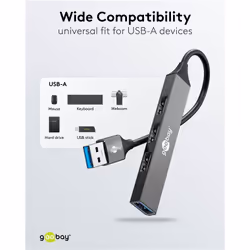 Goobay 74456 hub & concentrateur USB 2.0 Type-A 5000 Mbit/s Gris clair - Vue supplémentaire 6