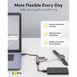Goobay 74456 hub & concentrateur USB 2.0 Type-A 5000 Mbit/s Gris clair - Vue supplémentaire 7