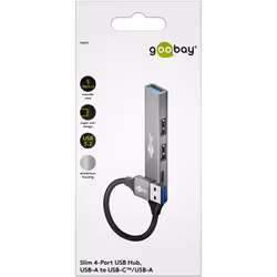 Goobay 74458 hub & concentrateur USB 3.2 Gen 1 (3.1 Gen 1) Type-A 5000 Mbit/s Gris clair - Vue supplémentaire 2
