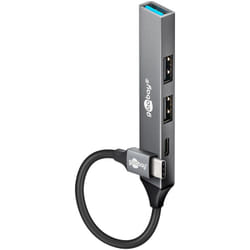 Goobay 74459 hub & concentrateur USB 3.2 Gen 1 (3.1 Gen 1) Type-C 5000 Mbit/s Gris clair