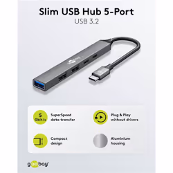Goobay 74460 hub & concentrateur USB Type-C 5000 Mbit/s Gris clair - Vue supplémentaire 2