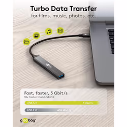 Goobay 74460 hub & concentrateur USB Type-C 5000 Mbit/s Gris clair - Vue supplémentaire 5