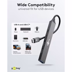 Goobay 74460 hub & concentrateur USB Type-C 5000 Mbit/s Gris clair - Vue supplémentaire 6